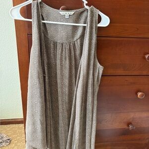 CAbi Brown Patterned Sleeveless Blouse